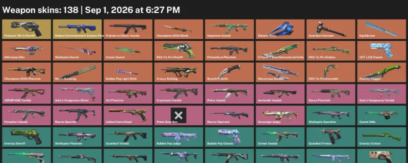 Valorant account inventory for LVL 261 · Champions 2024 Blade & RGX 11z Pro Karambit