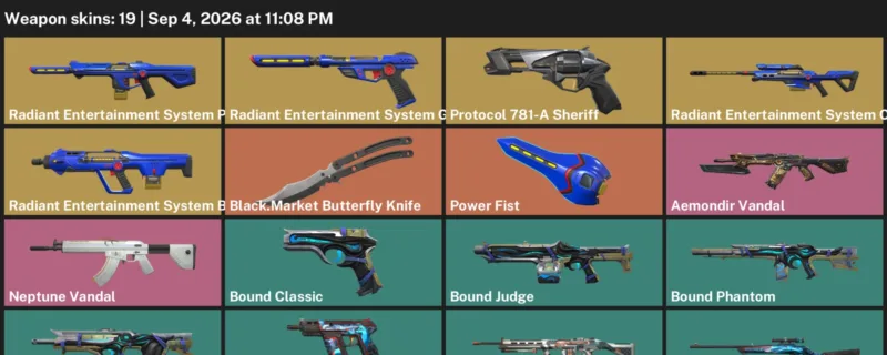 Valorant account inventory for LVL 58 · Black.Market Butterfly Knife & Bound Phantom