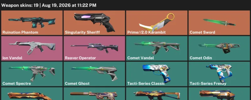 Valorant account inventory for LVL 132 · 2.0 Karambit & Comet Sword & Prime