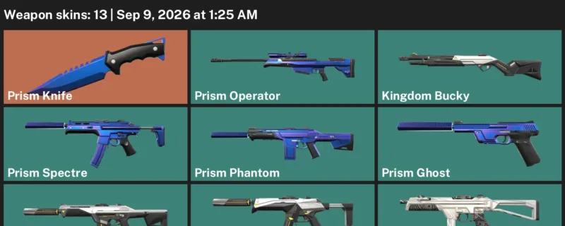 Valorant account inventory for LVL 6 · Prism Knife & Kingdom Phantom