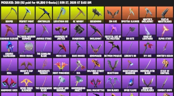 Fortnite account inventory for LVL 3176 - Wildcat - Rogue Agent - 458 Outfits