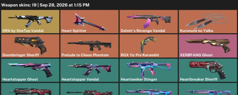 Valorant account inventory for LVL 44 · Kuronami no Yaiba & RGX 11z Pro Karambit