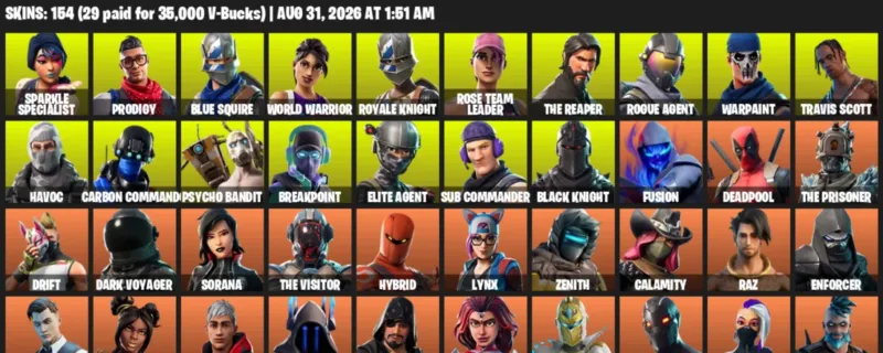 Fortnite account inventory for LVL 2000 - Sparkle Specialist - Prodigy - 154 Outfits