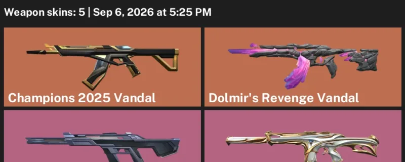 Valorant account inventory for LVL 46 · Bolt Phantom & Champions 2025 Vandal & Prime Vandal