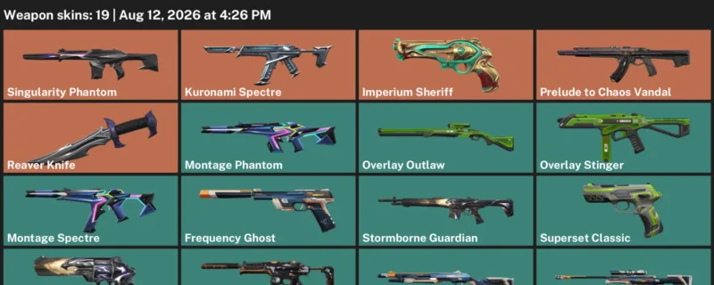 Valorant account inventory for LVL 62 · Reaver Knife & Kuronami Spectre