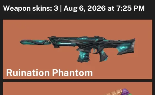 Valorant account inventory for LVL 35 · Ruination Phantom & Forsaken Vandal