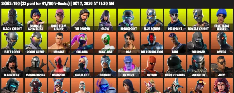 Fortnite account inventory for Black Knight - Sparkle Specialist - 120 Outfits