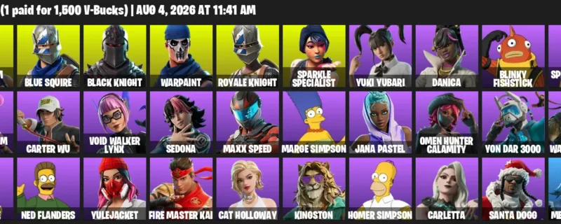 Fortnite account inventory for LVL 351 - Rose Team Leader - Blue Squire - 30 Outfits