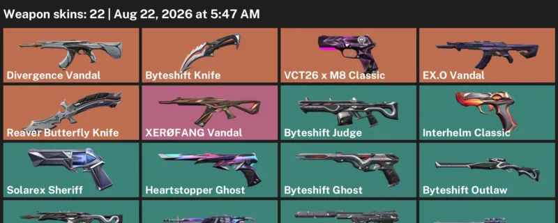 Valorant account inventory for LVL 118 · Reaver Butterfly Knife & 22 Skins Byteshift Knife