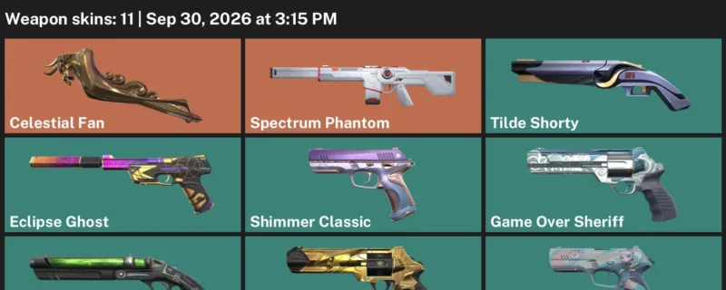 Valorant account inventory for LVL 139 · Celestial Fan & Game Over Sheriff