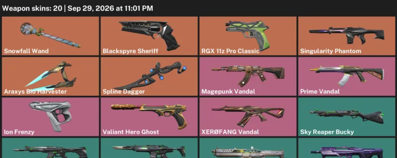 Valorant account inventory for LVL 24 · Spline Dagger & Araxys Bio Harvester