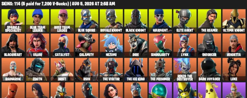Fortnite account inventory for LVL 1669 - Sparkle Specialist - Blue Team Leader - 114 Outfits