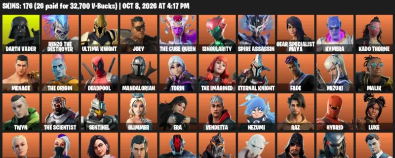 Fortnite account inventory for Darth Vader - Renzo the Destroyer - 120 Outfits