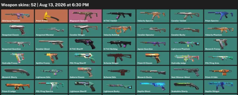 Valorant account inventory for LVL 131 · Cavalier Vandal & Cavalier Operator