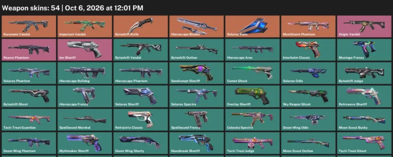 Valorant account inventory for LVL 296 · Byteshift Knife & Byteshift Vandal