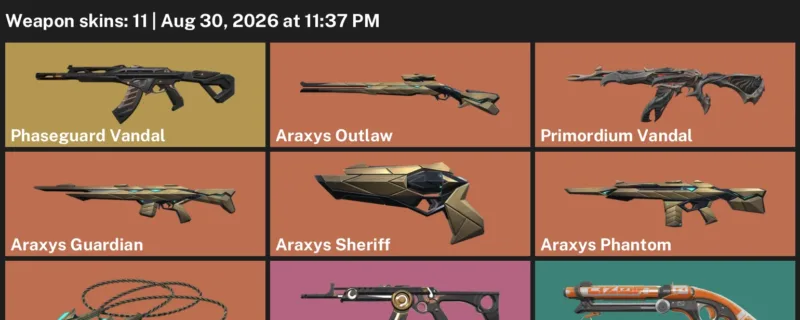 Valorant account inventory for LVL 65 · Araxys Phantom & Araxys Sheriff
