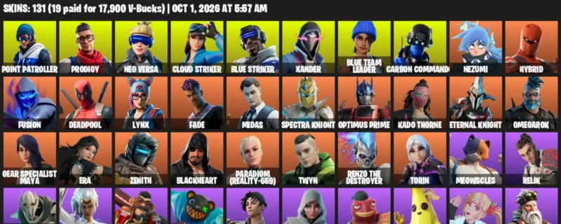Fortnite account inventory for Point Patroller - Prodigy - 120 Outfits