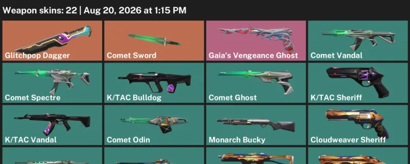 Valorant account inventory for LVL 43 · Glitchpop Dagger & Cloudweaver Sheriff