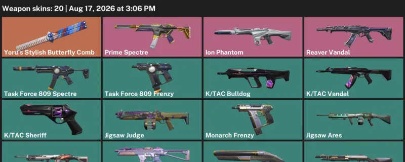 Valorant account inventory for LVL 48 · Ion Phantom & Tac Vandal