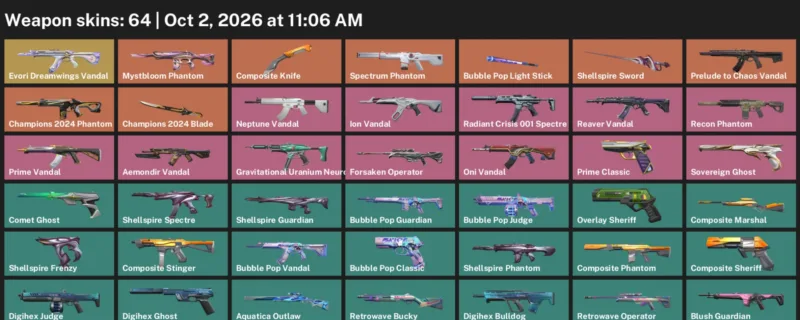 Valorant account inventory for LVL 220 · Champions 2024 Blade & Composite Knife
