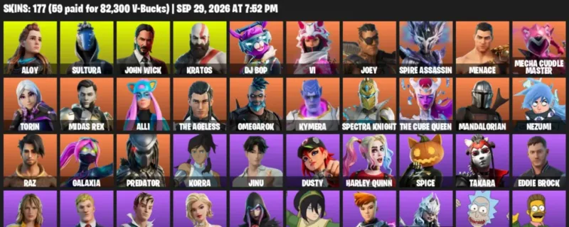 Fortnite account inventory for Aloy - Sultura - 120 Outfits
