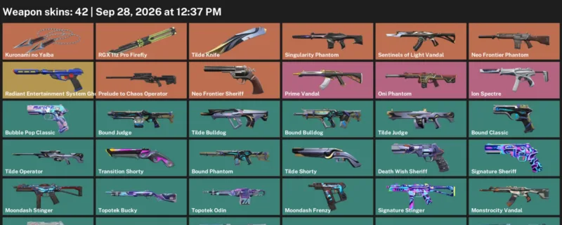 Valorant account inventory for LVL 153 · Kuronami no Yaiba & Tilde Knife & 42 Skins Kuronami no Yaiba