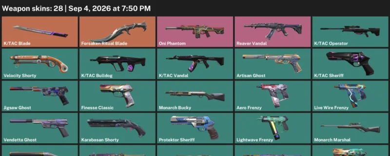 Valorant account inventory for LVL 192 · Forsaken Ritual Blade & K & 28 Skins Forsaken Ritual Blade