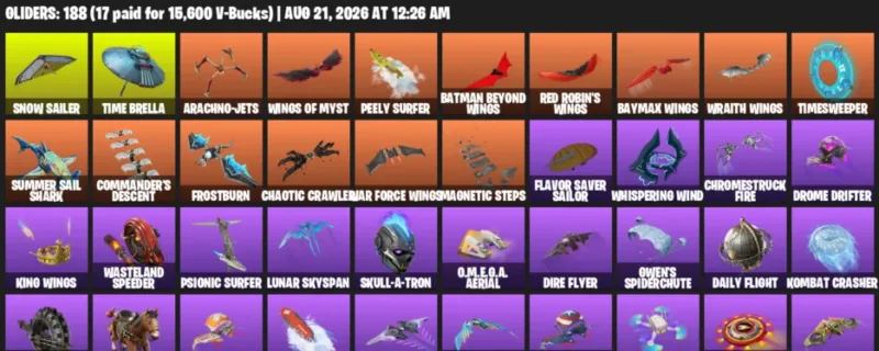 Fortnite account inventory for LVL 3592 - Blizzard Bomber - John Wick - 404 Outfits