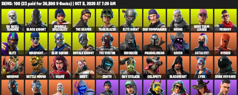 OG Skull Trooper - Black Knight - 100 Outfits
