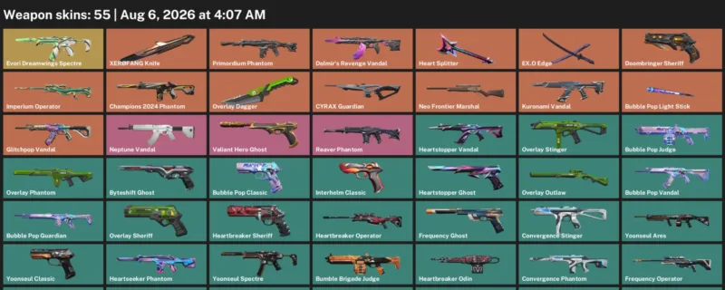 Valorant account inventory for LVL 144 · Overlay Dagger & XerØFang Knife & 55 Skins Overlay Dagger