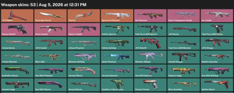 Valorant account inventory for LVL 94 · Sys Vandal & Sys Sheriff