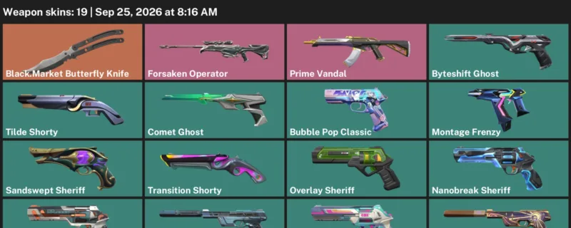 Valorant account inventory for LVL 297 · Black.Market Butterfly Knife & Comet Ghost