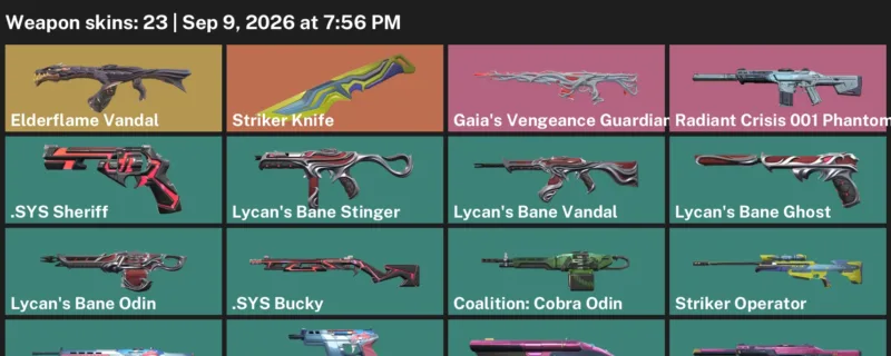 Valorant account inventory for LVL 31 · Striker Knife & Sys Sheriff