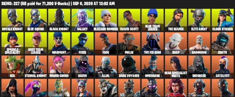 Fortnite account inventory for LVL 2838 - Royale Knight - Blue Squire - 227 Outfits