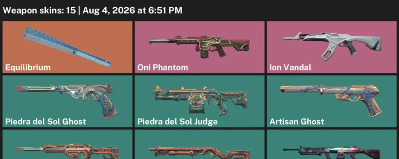 Valorant account inventory for LVL 88 · Ion Vandal & Oni Phantom