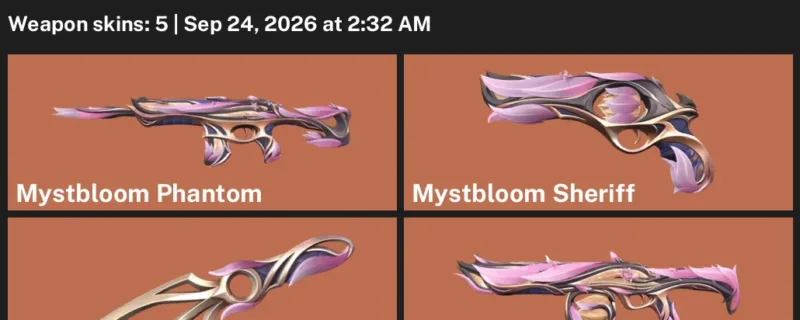 Valorant account inventory for LVL 20 · Mystbloom Phantom & Mystbloom Sheriff