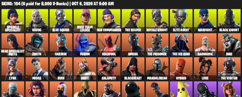 Fortnite account inventory for Sparkle Specialist - Havoc - 104 Outfits