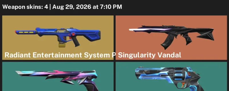 Valorant account inventory for LVL 64 · Singularity Vandal & Nanobreak Sheriff