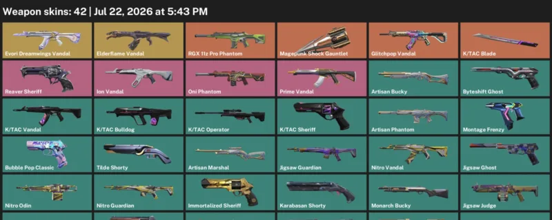 Valorant Accounts listing: LVL 236 · K/TAC Blade · 42 Skins - Diamond 1, 42 skins