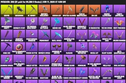 Fortnite account inventory for LVL 3365 - Travis Scott - John Wick - 423 Outfits
