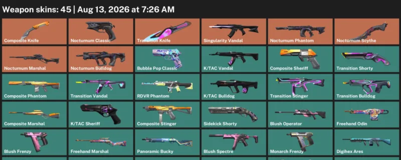 Valorant account inventory for LVL 139 · Composite Knife & Nocturnum Scythe & Transition Knife