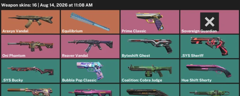 Valorant account inventory for LVL 100 · Araxys Vandal & Sys Sheriff