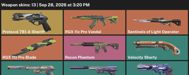 Valorant account inventory for LVL 134 · RGX 11z Pro Blade & Recon Phantom