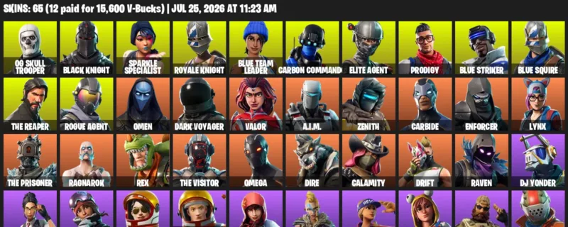 Fortnite Accounts listing: LVL 594 - OG Skull Trooper - Black Knight - 65 Outfits - 65 outfits