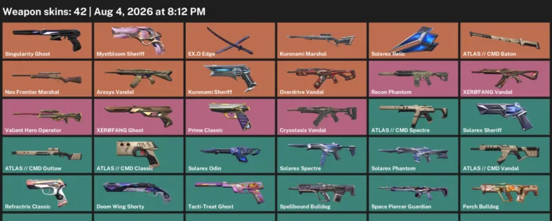 Valorant account inventory for LVL 54 · Araxys Vandal & Atlas & 42 Skins Araxys Vandal
