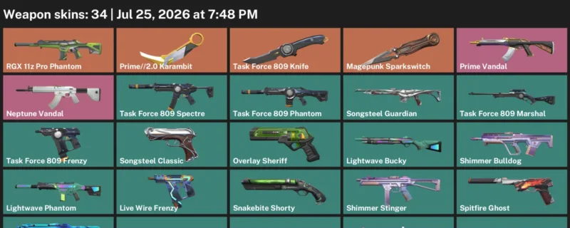 Valorant Accounts listing: LVL 135 · Prime//2.0 Karambit & Task Force 809 Knife · 34 Skins - Silver 1, 34 skins