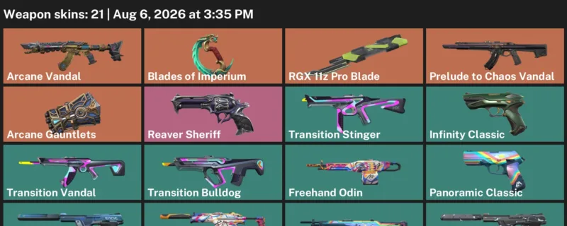 Valorant account inventory for LVL 128 · Arcane Vandal & RGX 11z Pro Blade