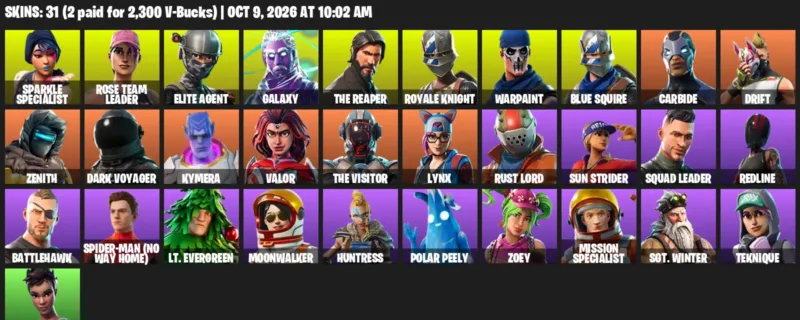 Fortnite account inventory for Sparkle Specialist - Rose Team Leader - 31 Outfits