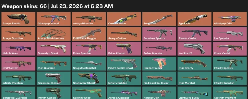 Valorant Accounts listing: LVL 181 · Ego Knife & Elderflame Dagger · 66 Skins - Platinum 3, 66 skins