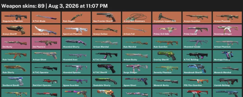 Valorant account inventory for LVL 302 · Araxys Phantom & Araxys Sheriff